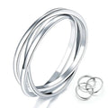 White Metal Interlocking Triple Band Plain Ring Alloy 6-10 view 1
