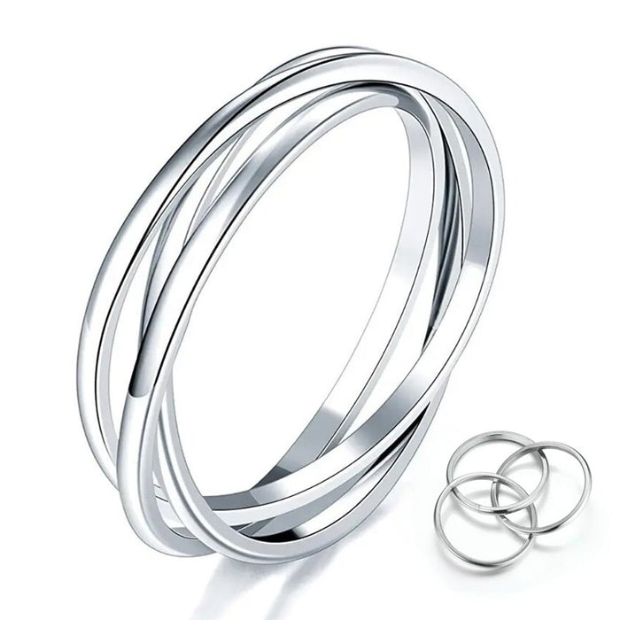 White Metal Interlocking Triple Band Plain Ring Alloy 6-10