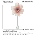 Mesh Fabric Flower Stick Pin Brooch Pearl End Three Colors view 7