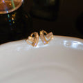 Gold Tone Open Heart Crystal Stud Earrings Fashion Jewelry view 6