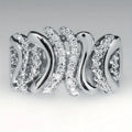 Wide Curved Clear Stone Statement Ring In Gold And Silver Tones view 3