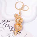 Rhinestone Owl Keychain Gold Crown Crystal Animal Charm view 4