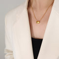 Gold Hollow Bean Pendant Cable Chain Collarbone Necklace view 6