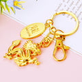 Gold Tone Small Dragon Keychains with Seven Braided Fortune Loop Colors view 6