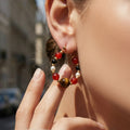 Tiger Eye and Color Stone Hoop Earrings in Four Variants view 1