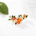 Green Gold Tone Flower Metal Brooch Pin for Jackets and Lapels view 4