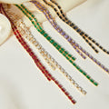 Gold Y-Lariat Necklace Rectangular Color Stones Purple Black view 4