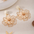 Seven Color Woven Flower and Gold Wire Statement Earrings view 12