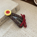 Brown Plaid Scrunchie Duckbill Clip Dog Button 2 Styles view 7