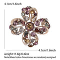 Openwork Rhinestone Clover Flower Brooch Purple Blue view 6