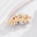 Navy and Red Blossom Pearl Look Metal Brooch Pin Pair view 4