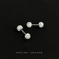 Silver Tone Double End Rhinestone Ball Barbell Studs In Four Sizes view 4