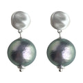 Cotton Pearl Drop Stud Earrings Black Champagne Two Colorways view 5