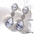 Silver Tone Clear CZ Three Tier Oval Teardrop Drop Earrings view 5