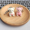 Flocked Heart Teddy Bear Keychains Lobster Clasp 4 Colors view 2