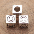 Four-Sided Smiley Cube Large-Hole Bead in Antique Silver Tone view 2