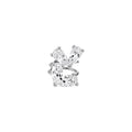 Double Heart Crystal Single Ear Clips with Polished Metal Tone Details view 5