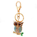 Gold-Tone Rhinestone Owl Keychain With Split Ring And Lobster Clasp view 5