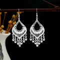Silver Rose Gold and Gold Filigree Teardrop Hook Earrings view 6