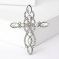 Ornate Crystal Cross Brooch in Four Colors for Jackets, Coats, and Scarves view 7