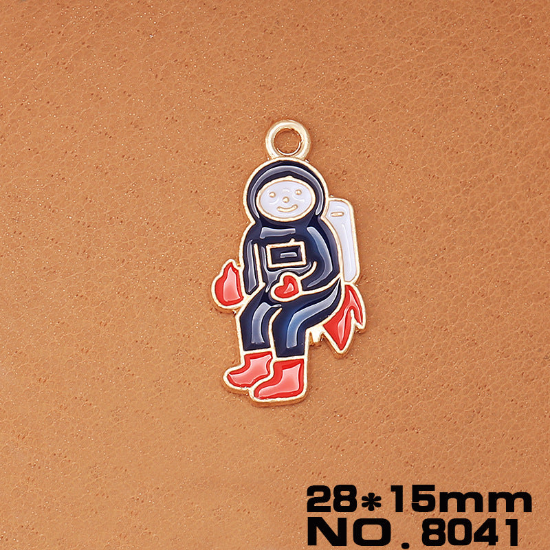 Space-Themed Charm Pendant Set with Astronaut Planet Rocket and Satellite