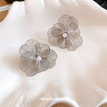 Silver Tone Floral and Clustered Pearl Ear Clip Designs view 2