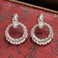 Gold Or Silver Twisted Rope Round Circle Drop Stud Earrings view 5