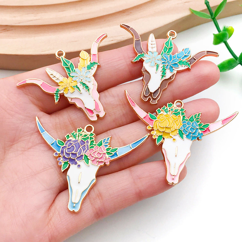 KC Gold Zinc Alloy Bull Head charm pendant for DIY colorful enamel jewelry making