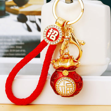 Enamel Classic Fortune Pouch Keychains in Five Colors with Wrist Loops
