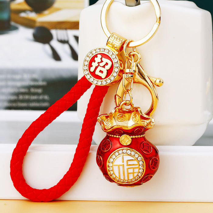 Enamel Classic Fortune Pouch Keychains in Five Colors with Wrist Loops