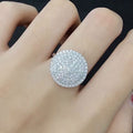 Domed Concentric Round Pave Statement Ring In Polished Silver Tone view 3