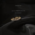 Gold Tone Open Ring Marquise Crystal Leaf Band Pair view 1