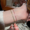 Gold Tone Square Crystal Tennis Bracelets Green Or Magenta view 3