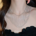 Silver Tone Draped Chain Fringe Collar Necklace Two Styles view 3