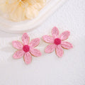 Embroidered Five Petal Flower Stud Earrings in Seven Colors view 10