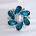 Teardrop Crystal Wreath Brooch in Blue or Emerald Green view 7