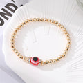 Gold Tone Beaded Colorful Evil Eye Stretch Bracelets view 5
