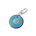 Silver Tone Round Printed Evil Eye Clip Keychains in Eight Designs view 5