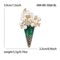Pearl Ice Cream Cone Brooch Rhinestone Stars Gold Tone Pin view 4