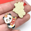 Enamel Zinc Alloy Panda Bear Cat Charm Pendant for Chinese Style DIY Necklace Keychain Jewelry