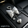 Metallic PU Leather Bow Charm With Dangling Heart Pendants view 4