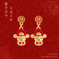 Gold Fa Stud Red Enamel God of Wealth Drop Earrings Pair view 1