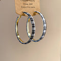 Plaid Fabric Covered Round Hoop Statement Earrings view 7