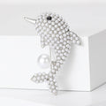 Pearl Beaded Dolphin Brooch Gold Silver Tone Pearl Drop view 4