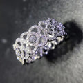 Silver Openwork Floral Pavé CZ Eternity Finger Ring view 5