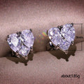 Silver Tone Clear Heart Stud Earrings Twin Pear Stones view 5