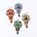 Jeweled Rose Drop Brooch Pin in Four Colorways Decorative Jewelry view 2