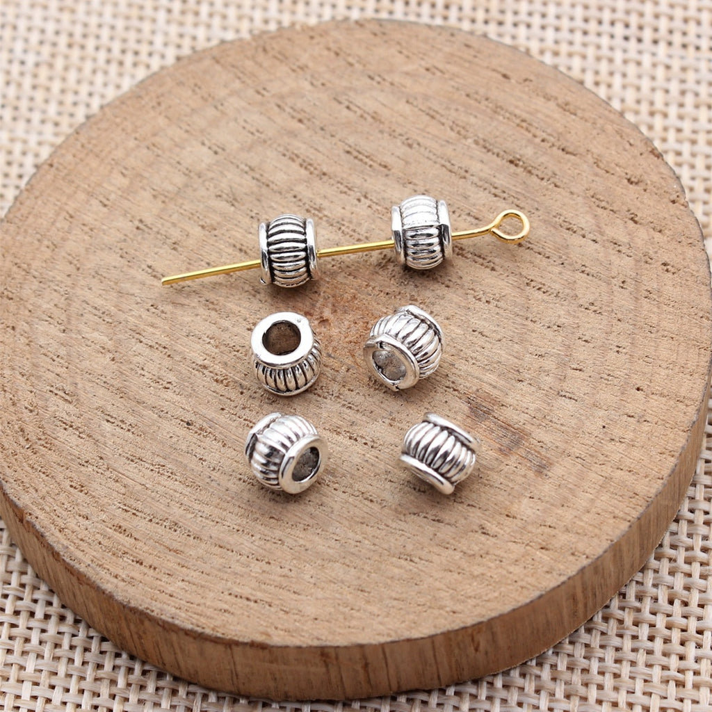 6.5x6.5x5.3mm 0.55g Multicolor Zinc Alloy Round Large Hole Spacer Beads for Bracelet Necklace DIY Making