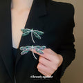 Silver Tone Large Dragonfly Brooch With Green Purple And Clear Crystals view 3