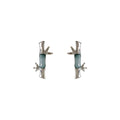 Silver Bamboo Node Stud Earrings Gray Blue Center Segment view 5